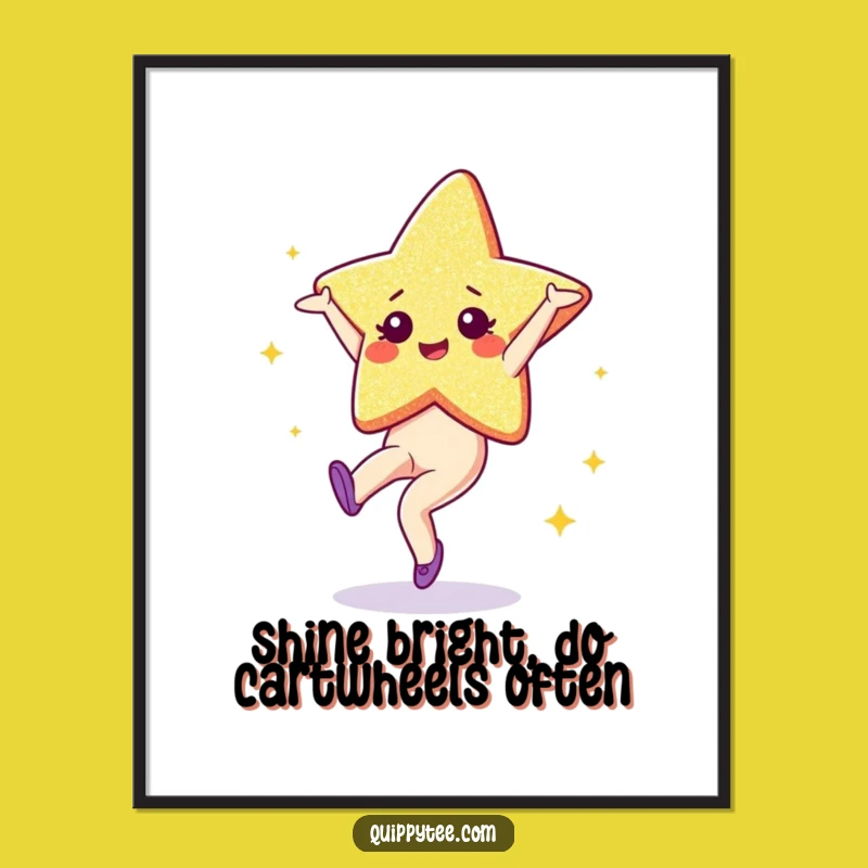 Free Printable Wall Art: Star's Cartwheel Energy Burst! Hilarious Downloadable Art for Dynamic Decor.