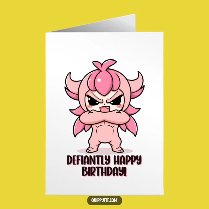 Free Printable Birthday Card: Defiant Kawaii Pal Funny Downloadable Gift