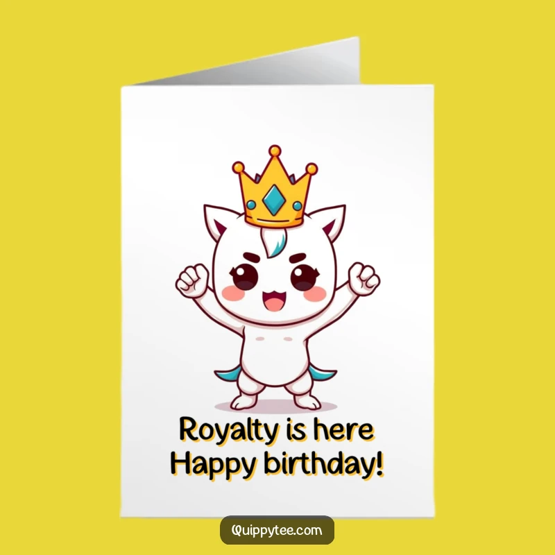 Free Printable Birthday Card: Kawaii Power Pose Crown Funny Downloadable Gift