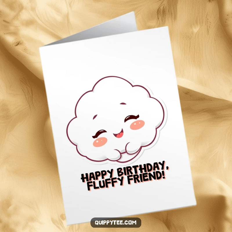 Funny Free Printable Birthday Card: A fluffy cloud character giggles with pure delight.