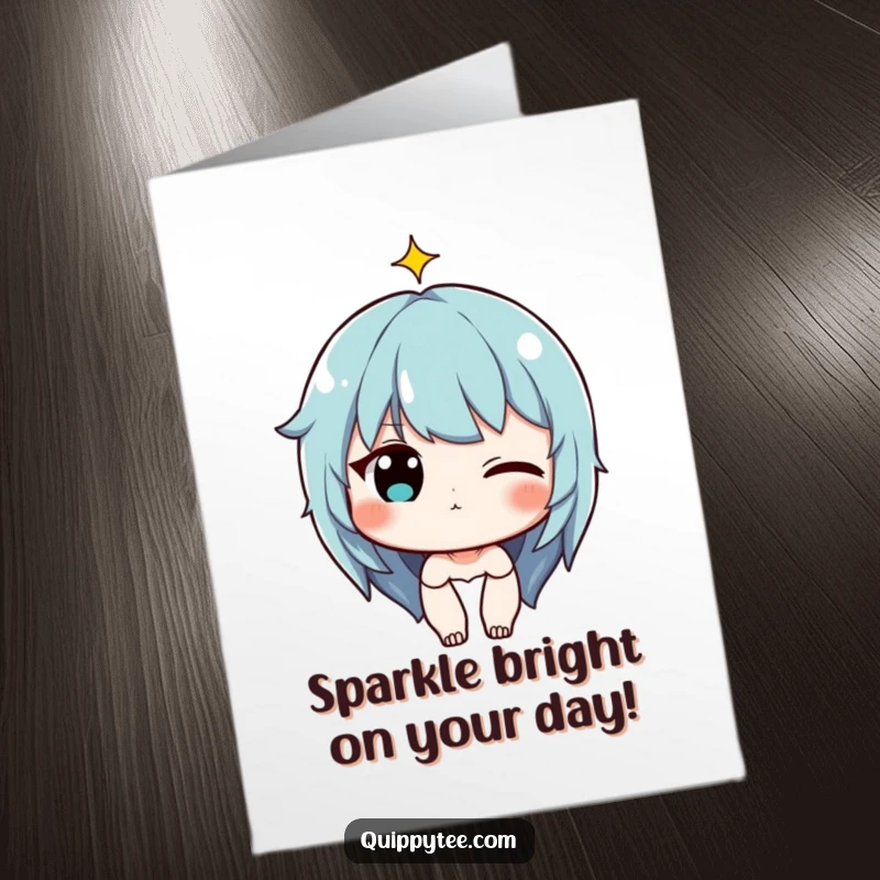 Funny Free Printable Birthday Card featuring a character winking mischievously, with a tiny sparkle above their head.