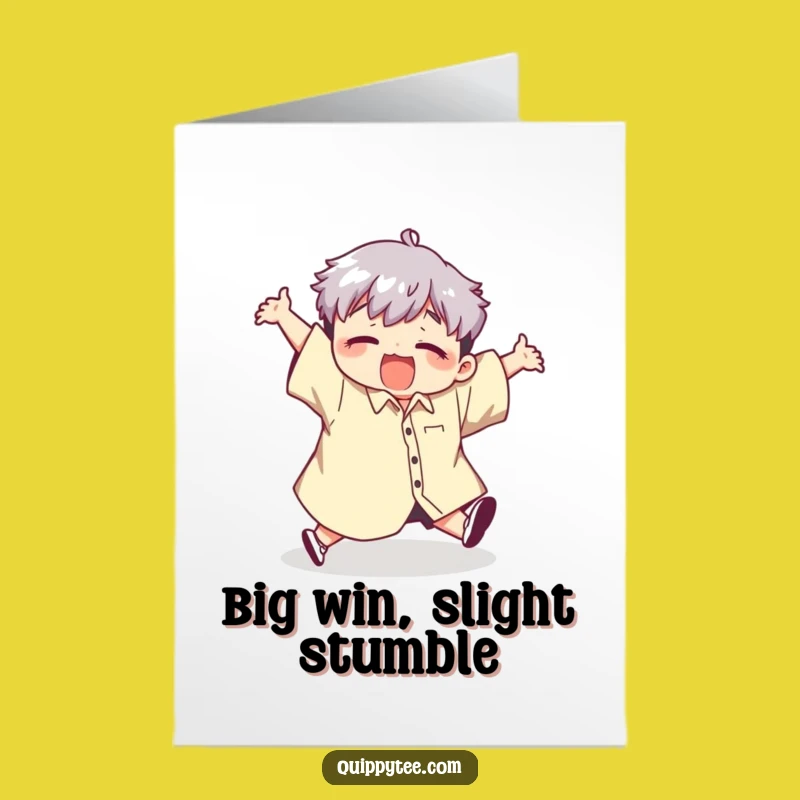 Free Printable Congrats Card: Funny Tripping Character, Downloadable Gift