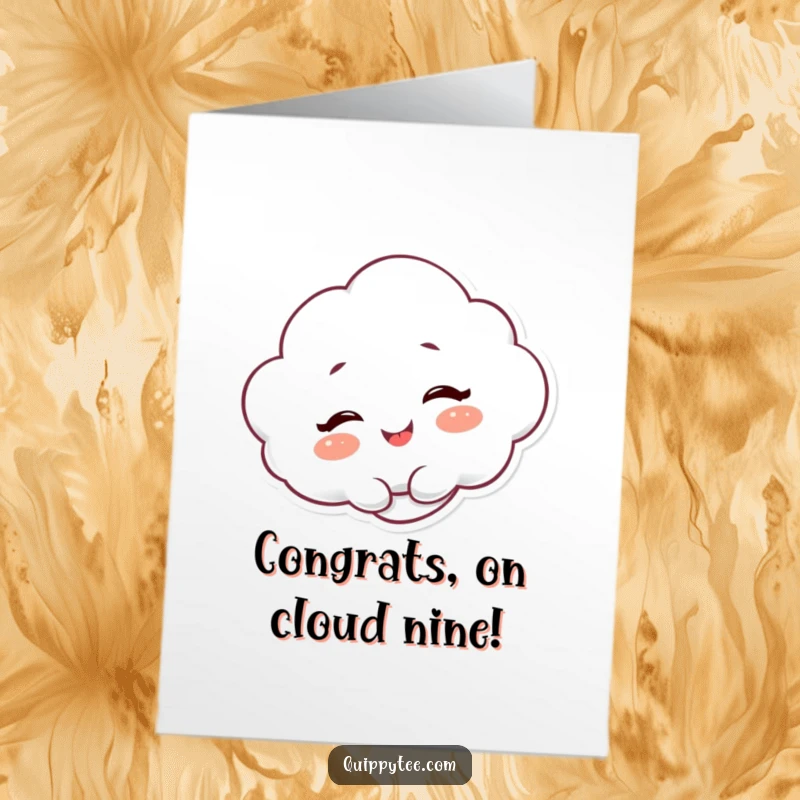 Funny Free Printable Congratulations Card: A happy cloud character giggles merrily.