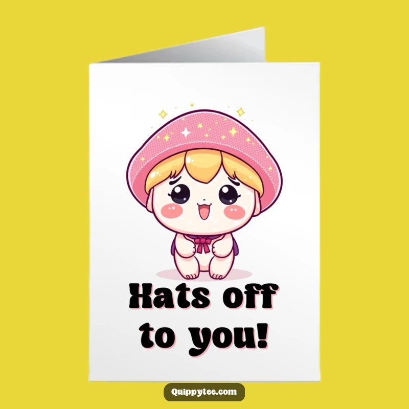 Free Printable Congrats Card: Sparkly Hat Kawaii, Funny Downloadable Surprise