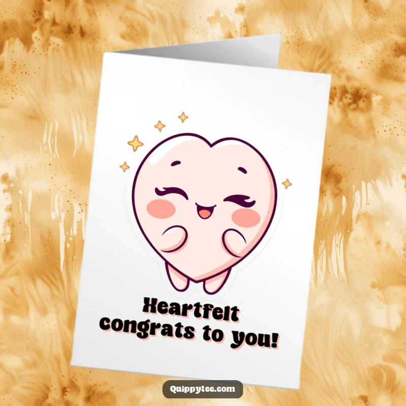 Witty Free Printable Congratulations Card: A sparkling heart character gives a playful wink.