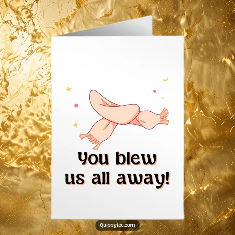 Funny Free Printable Congrats Card showcases a fabulous scarf billowing dynamically in the wind, symbolizing achievement and celebration.