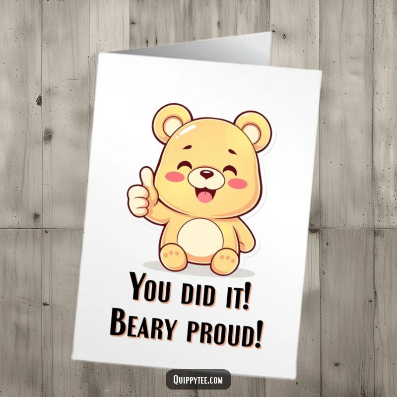 Funny Free Printable Gummy Bear Congratulations Card featuring a cheerful character giving a supportive thumbs up.