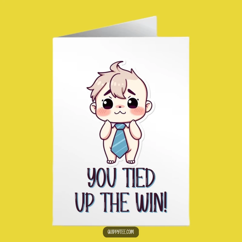 Free Printable Congrats Card: Kawaii Flustered Tie Funny Downloadable Gift