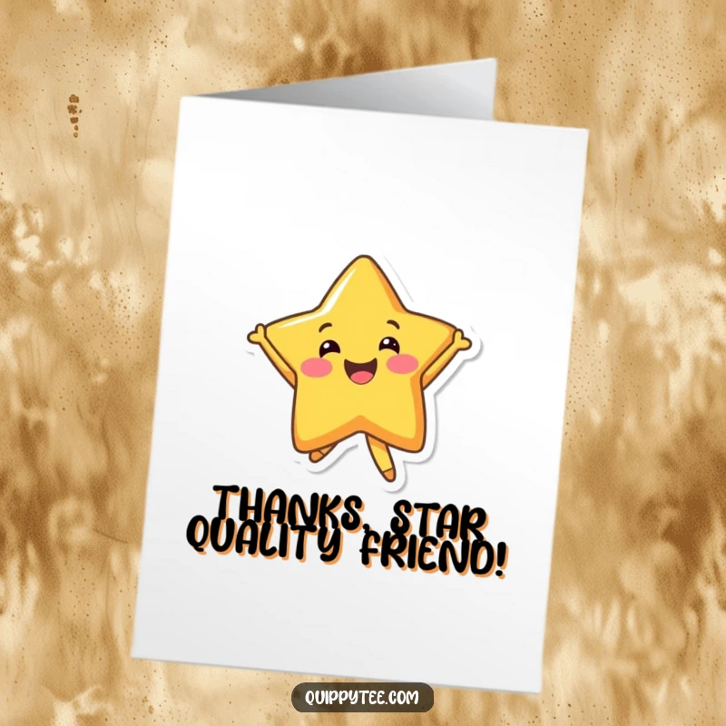 Happy Free Printable Thank You Card: A beaming star character jumps joyfully to express gratitude.