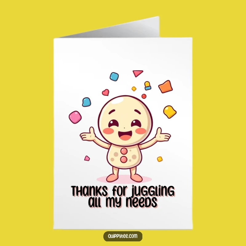 Free Printable Thank You Card: Juggling Button Funny Downloadable Gift of Gratitude