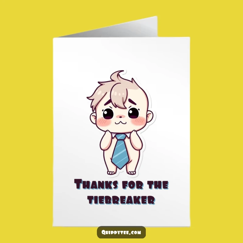Free Printable Thank You Card: Kawaii Flustered Tie Funny Downloadable Gift