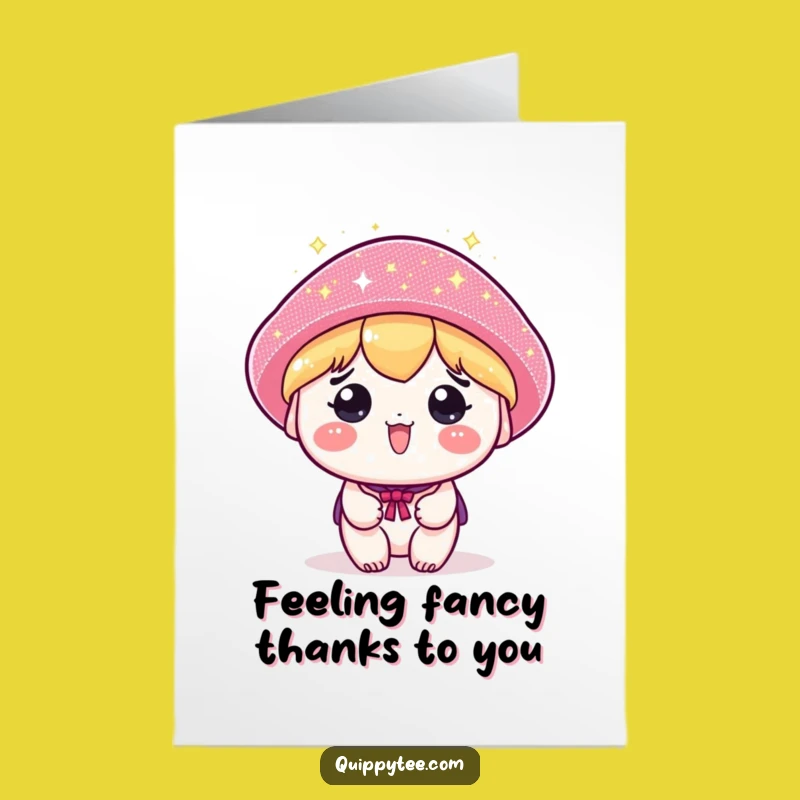 Free Printable Thank You Card: Sparkly Hat Kawaii, Humorous Downloadable