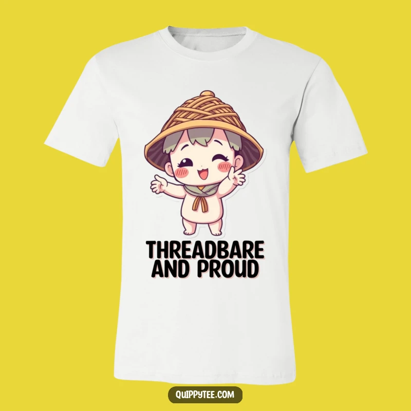 Funny Thread Hat Character T-Shirt: Comical Pose & Woven Hat Style