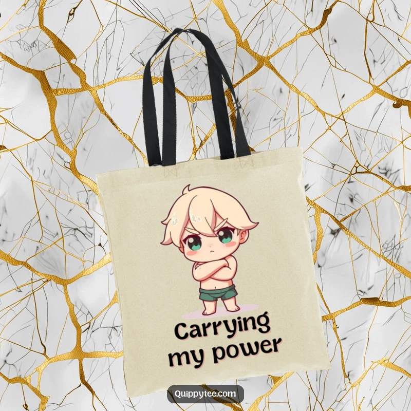 Funny Tote Bag: Character strikes a confident pose, arms crossed, head tilted, a humorous and empowering accessory.